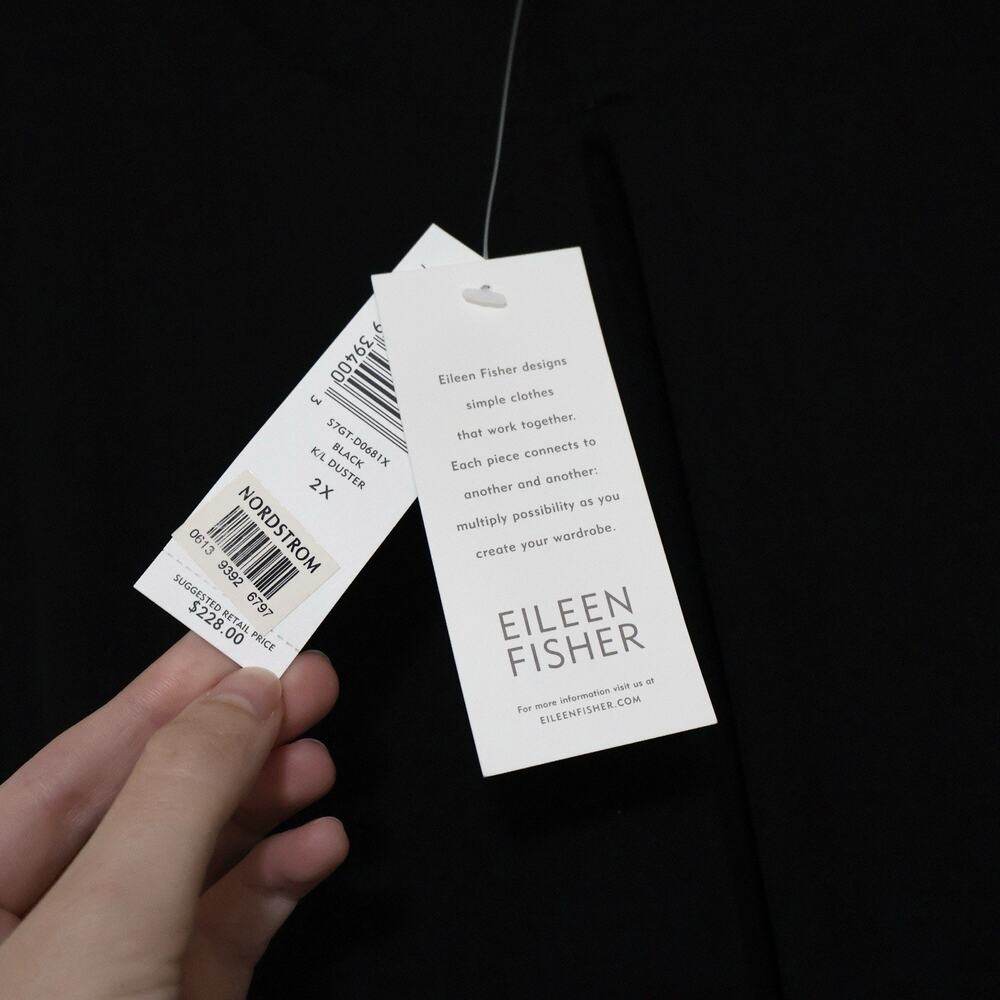 NWT Eileen Fisher Woman Silk Black Duster 2X Whimsigoth Formal Cocktail - Picture 4 of 9